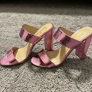 Lulus Marlowe Pink Metallic Snake High Heel Sandals New without Tags